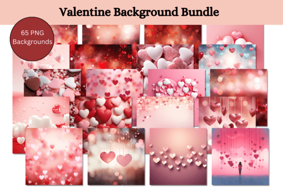 65 Valentine Backgrounds Bundle: Creative Digital Papers