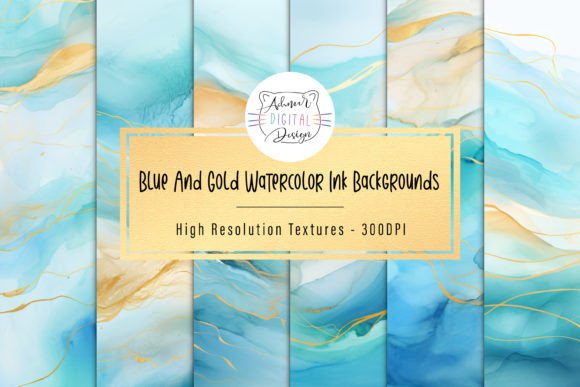 Blue and Gold Watercolor Ink Backgrounds: A Designer's Guide