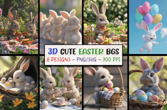 Cute 3D Easter Backgrounds SVG Bundle: A Designer's Spring Toolkit