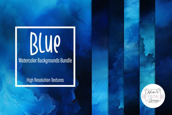 Elevate Your Designs with a Blue Watercolor Backgrounds Bundle