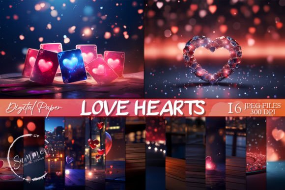 Love Hearts Valentine Cards Backgrounds for Creative Projects