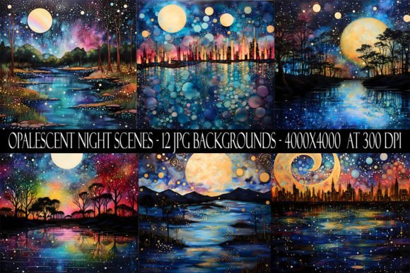 Opalescent Night Scene Backgrounds: A Digital Designer's Toolkit