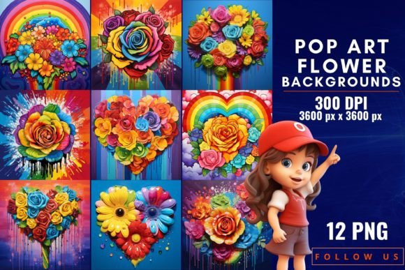 Pop Art Flower Backgrounds: Bold, Colorful, and Full of Life