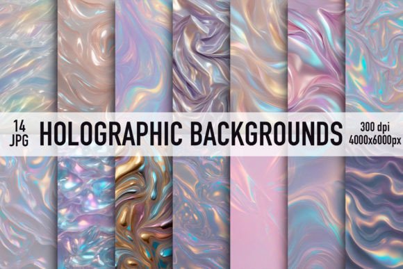 Shimmer and Flow: Elevating Projects with Holographic Backgrounds and Liquid Prints