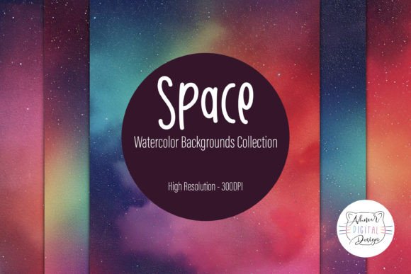 Space Watercolor Backgrounds: A Versatile Design Collection