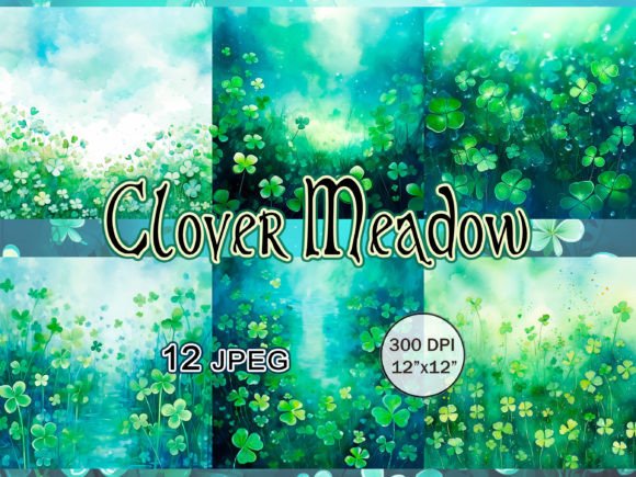 Spring Greenery: The Clover Meadow JPEG Backgrounds Bundle