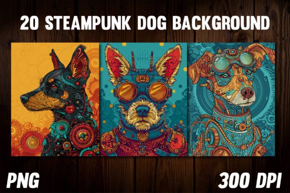 Steampunk Dog Backgrounds for Covers 4: Mechanical Whimsy for Designers