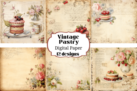 Sweet & Romantic: 12 Vintage Pastry Valentine Backgrounds